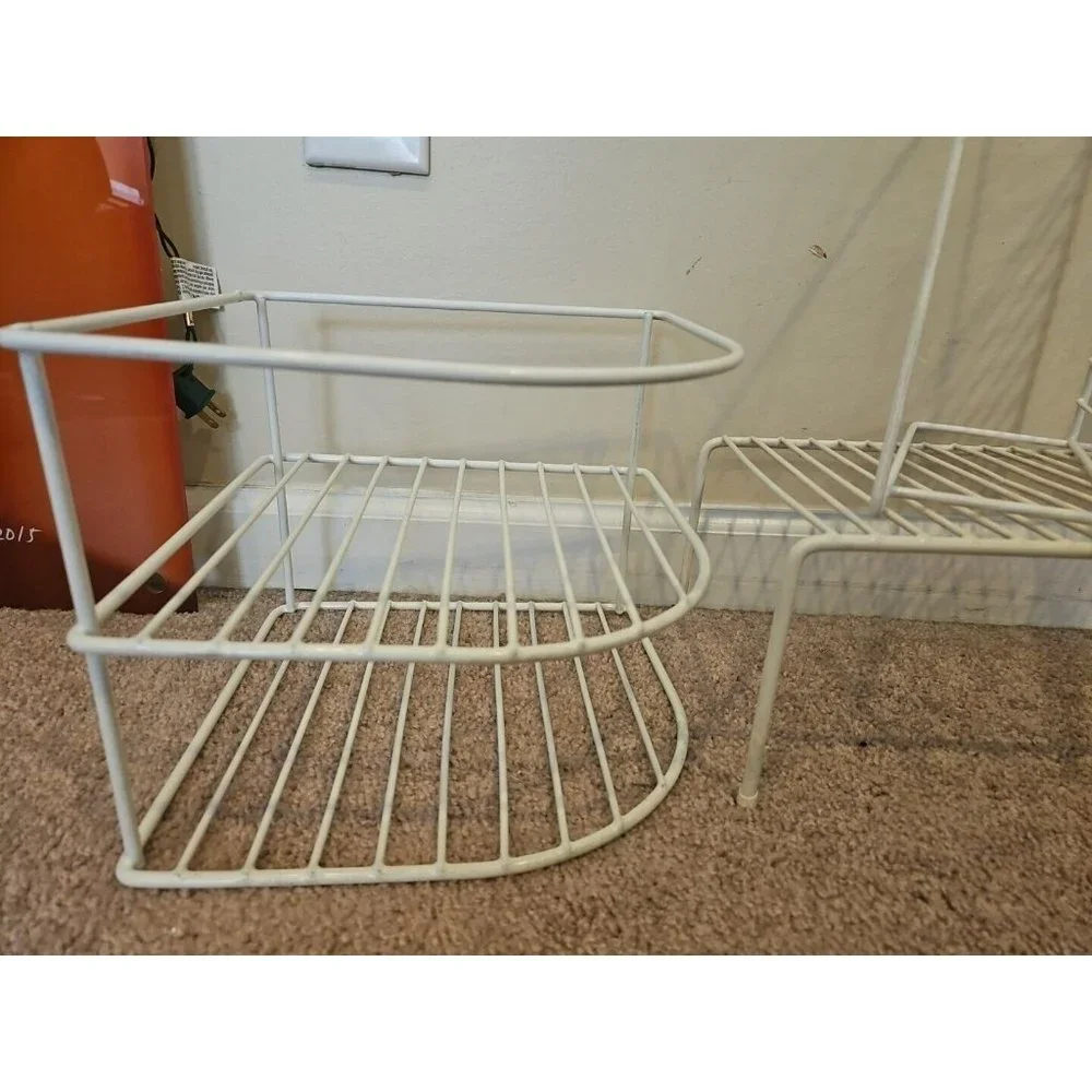 Set of 3 White Wire Frame Desk Paper Folder Organizers, 2 Tier Standing